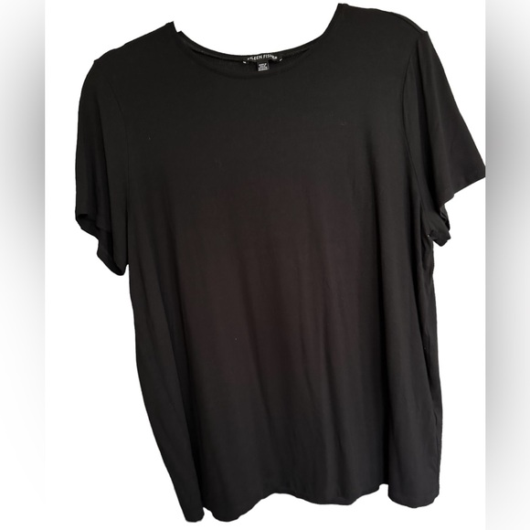 Eileen Fisher classic top black short sleeve L/XL - Picture 2 of 3